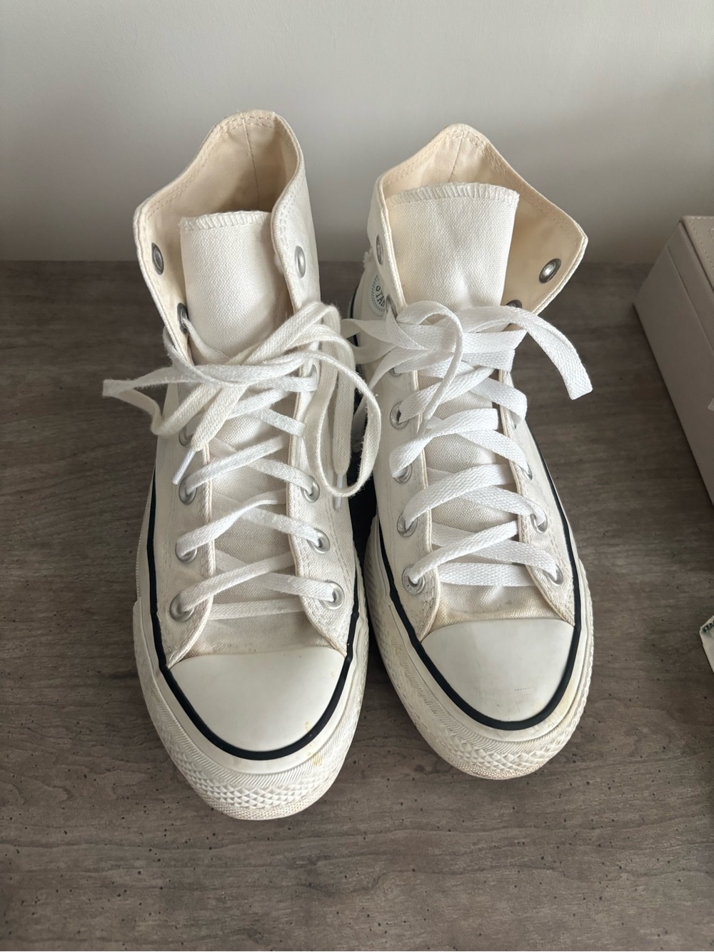Converse High-Top Canvas Sneakers in Off-White